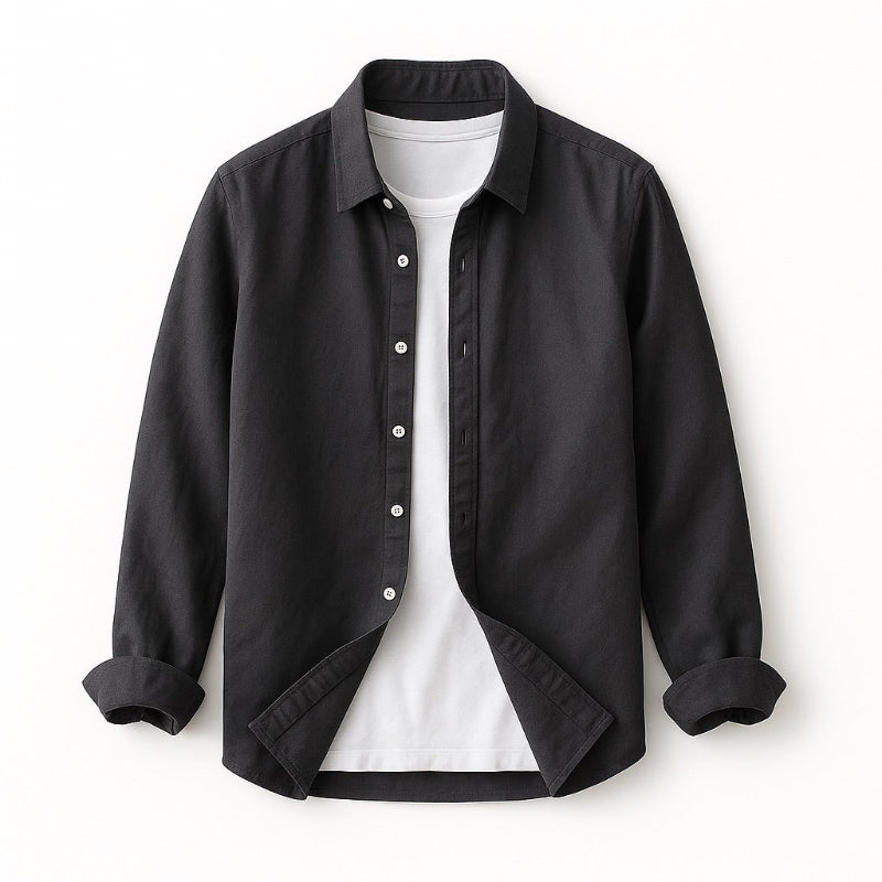 Marco Comfort Linen Shirt in Dark Gray – modern men’s linen shirt for daily wear.