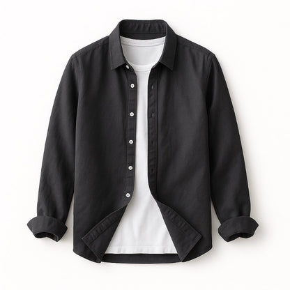 Marco Comfort Linen Shirt in Dark Gray – modern men’s linen shirt for daily wear.