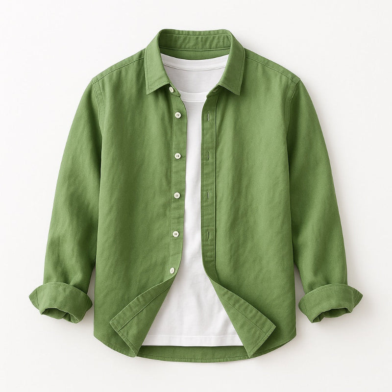 Marco Comfort Linen Shirt in Tropical Green – relaxed fit men’s linen shirt for warm weather.