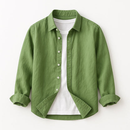 Marco Comfort Linen Shirt in Tropical Green – relaxed fit men’s linen shirt for warm weather.