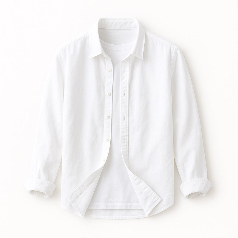 Marco Comfort Linen Shirt in White – breathable long-sleeve shirt for men.