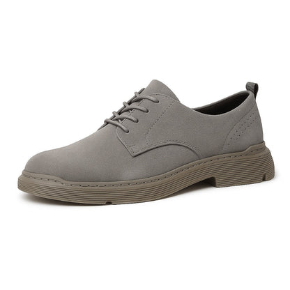 Mario Genuine Suede Shoes in gray – stylish men's suede lace-up shoes with minimalist design and premium comfort sole by Polumi.