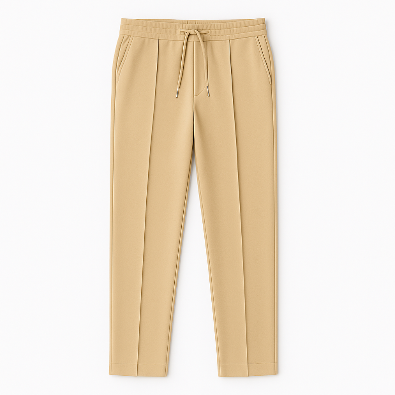 Beige Massimo Casual Straight Fit Pants – elegant men’s straight fit trousers by Polumi with Italian-inspired relaxed design