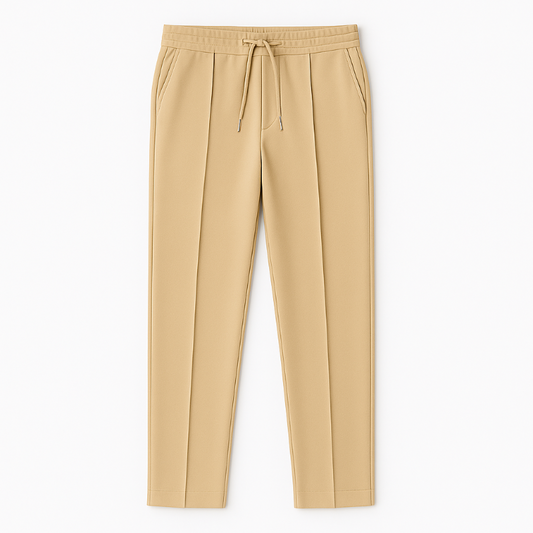 Beige Massimo Casual Straight Fit Pants – elegant men’s straight fit trousers by Polumi with Italian-inspired relaxed design