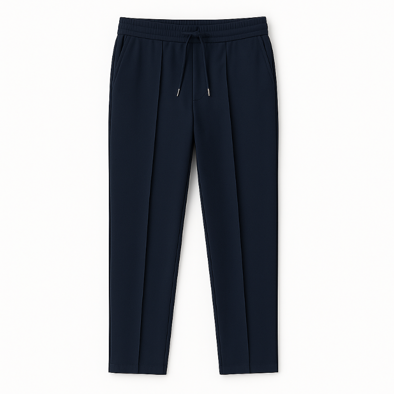 Navy Massimo Casual Straight Fit Pants – stylish Italian men’s casual trousers by Polumi, ideal for work and leisure