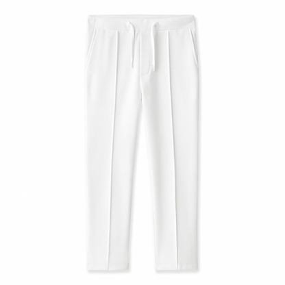 White Massimo Casual Straight Fit Pants – minimalist Italian casual trousers for men by Polumi, perfect for summer outfits