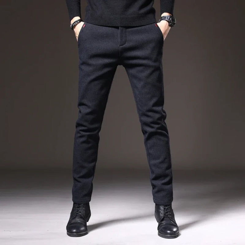 Navy version of Massimo Modern Slim Pants showcasing slim silhouette and clean Italian design for men.
