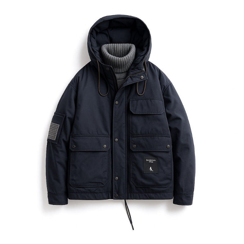 Matteo Mountains Alpi Warm Parka orange – men's orange winter parka with water-resistant fabric, hood and practical utility pockets by Polumi.