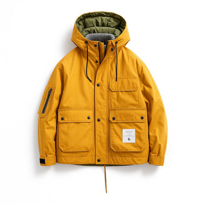 Matteo Mountains Alpi Warm Parka navy – men's navy parka with functional pockets, hood and soft insulated interior by Polumi.