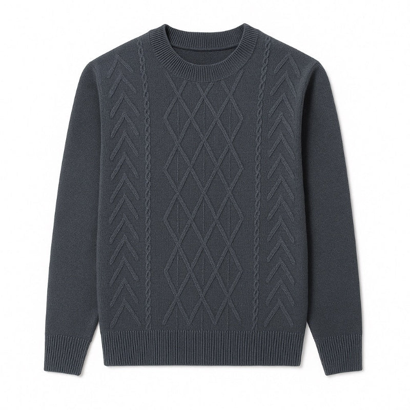 Gray Mauro Crewneck Knit Sweater for men – premium knitwear combining comfort, elegance, and timeless everyday style.