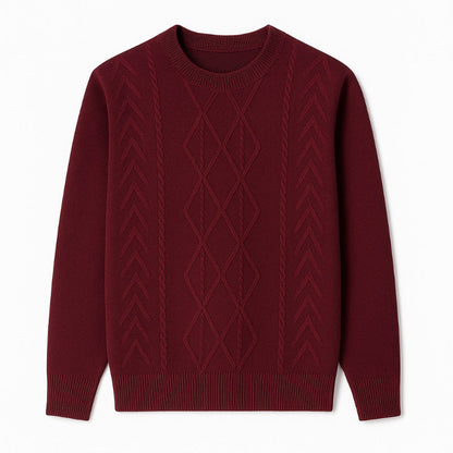 Red Mauro Crewneck Knit Sweater for men – bold and elegant knit for confident winter looks and TikTok outfit inspiration.