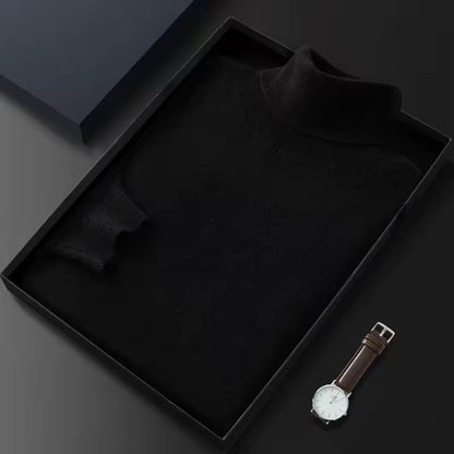 Polumi men’s classic black turtleneck sweater – versatile minimalist knit for elevated style