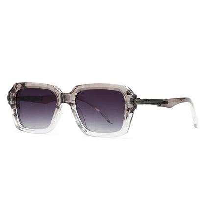 Men's square sunglasses with transparent grey frame and gradient dark lenses