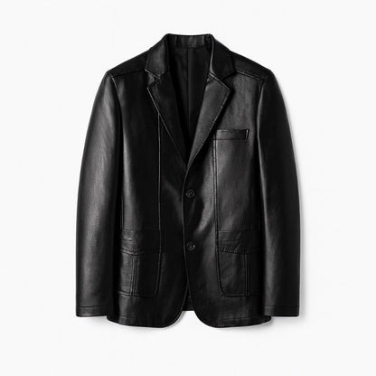 Polumi Milano Leather Jacket in black — premium men’s leather coat offering a modern silhouette with luxury minimalist design.