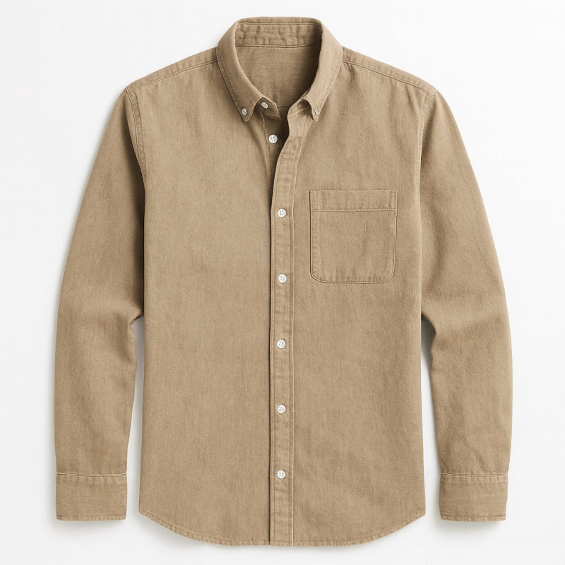 Polumi Antonio Modern Casual Shirt in beige — lightweight men’s shirt offering relaxed fit and timeless style.