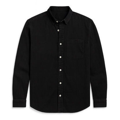 Polumi Antonio Modern Casual Shirt in black — minimalist men’s shirt offering sleek style and modern versatility.
