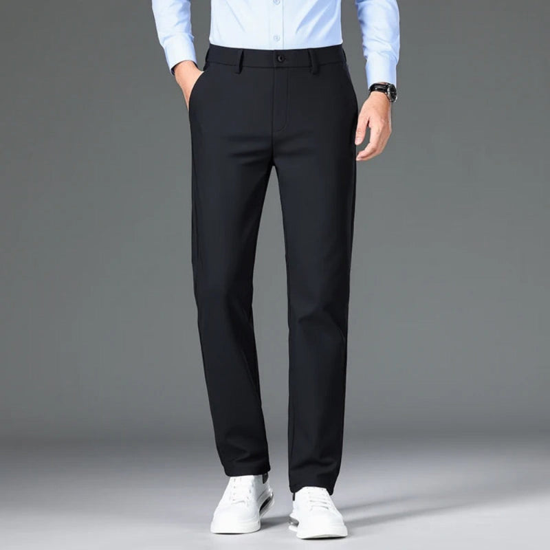 Polumi Fabio Luxe Office Slacks in black — sleek men’s business pants with slim silhouette and refined tailoring.
