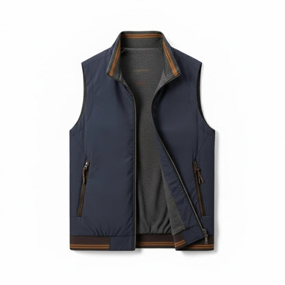 Polumi Luca Highland Adapt Vest in navy blue – men’s casual vest with zip closure and timeless Italian elegance.