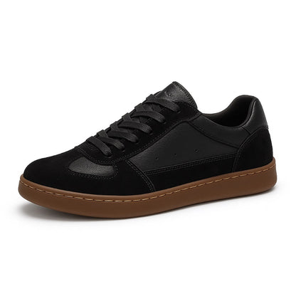Renato Premium Suede Sneakers black – elegant suede sneakers for men with brown sole and premium stitched details.