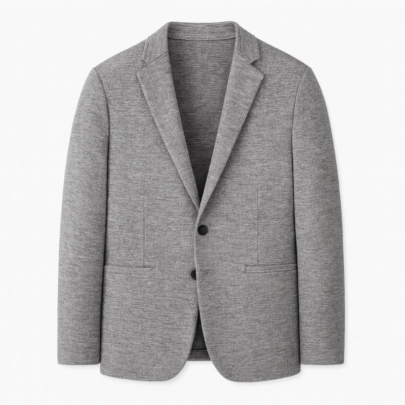 Renato Premium Wool Blazer in gray – modern men’s textured wool blazer with refined tailoring by Polumi