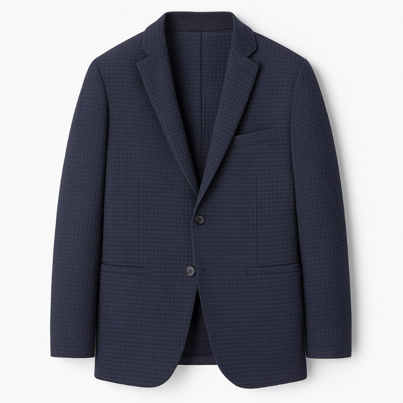 Renato Premium Wool Blazer in navy blue – classic men’s wool blazer with structured fit by Polumi