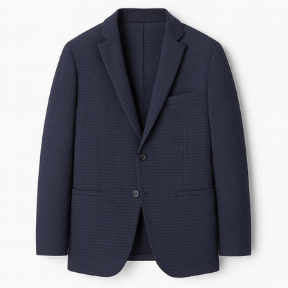 Renato Premium Wool Blazer in navy blue – classic men’s wool blazer with structured fit by Polumi