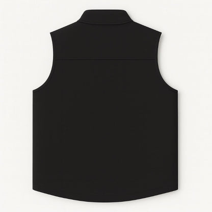 Back Black vest with zippers on a white background
