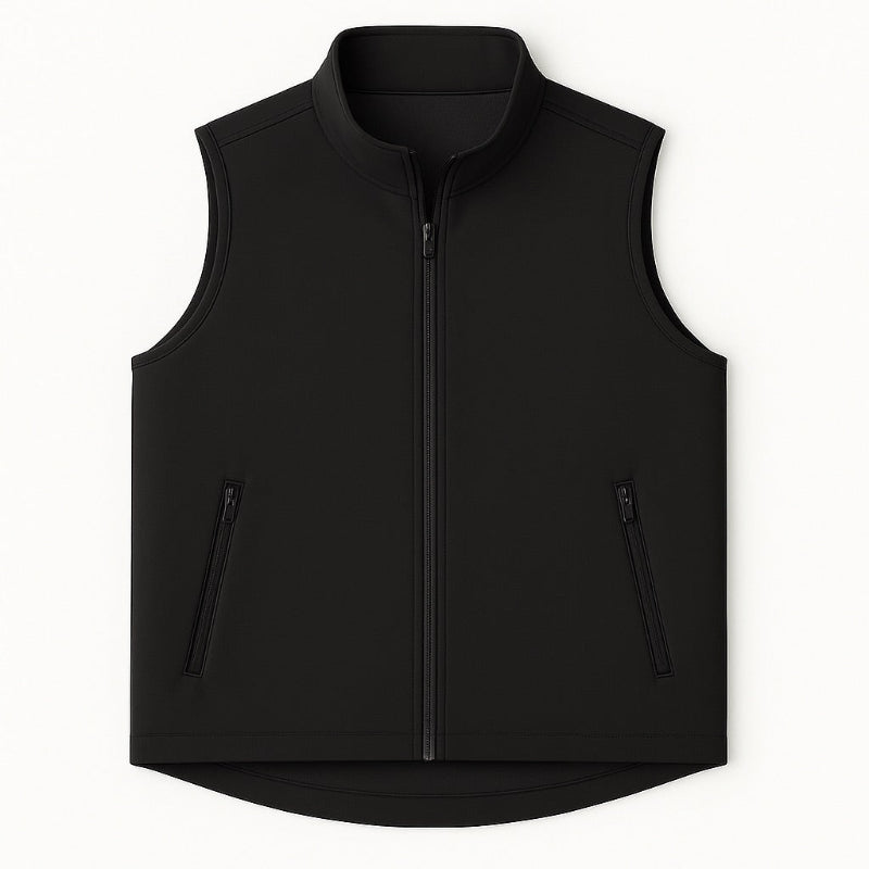 Black vest with zippers on a white background
