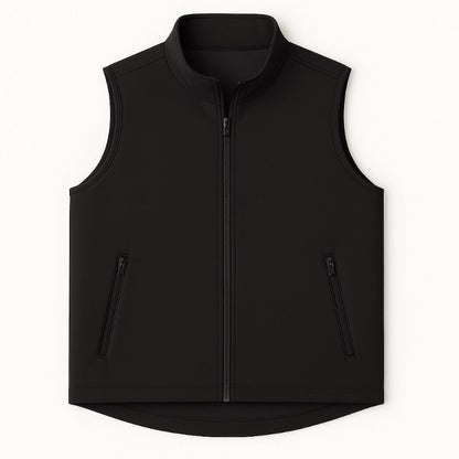 Black vest with zippers on a white background