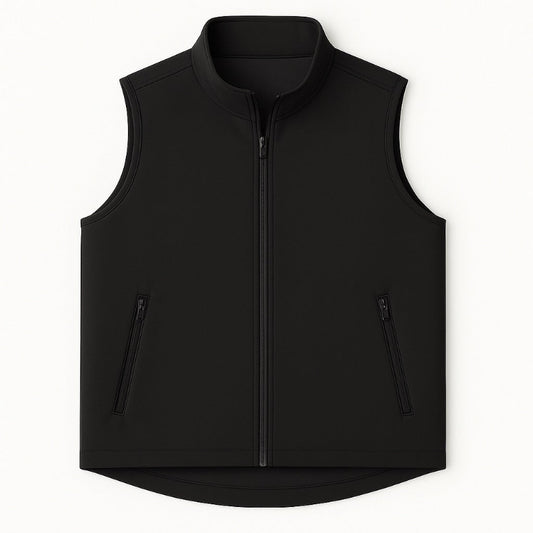 Black vest with zippers on a white background