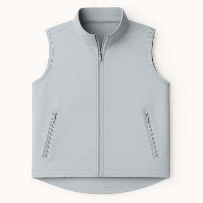 Gray vest with zippers on a white background