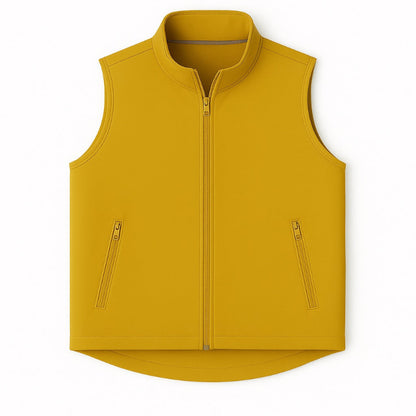 Mustard vest with zippers on a white background