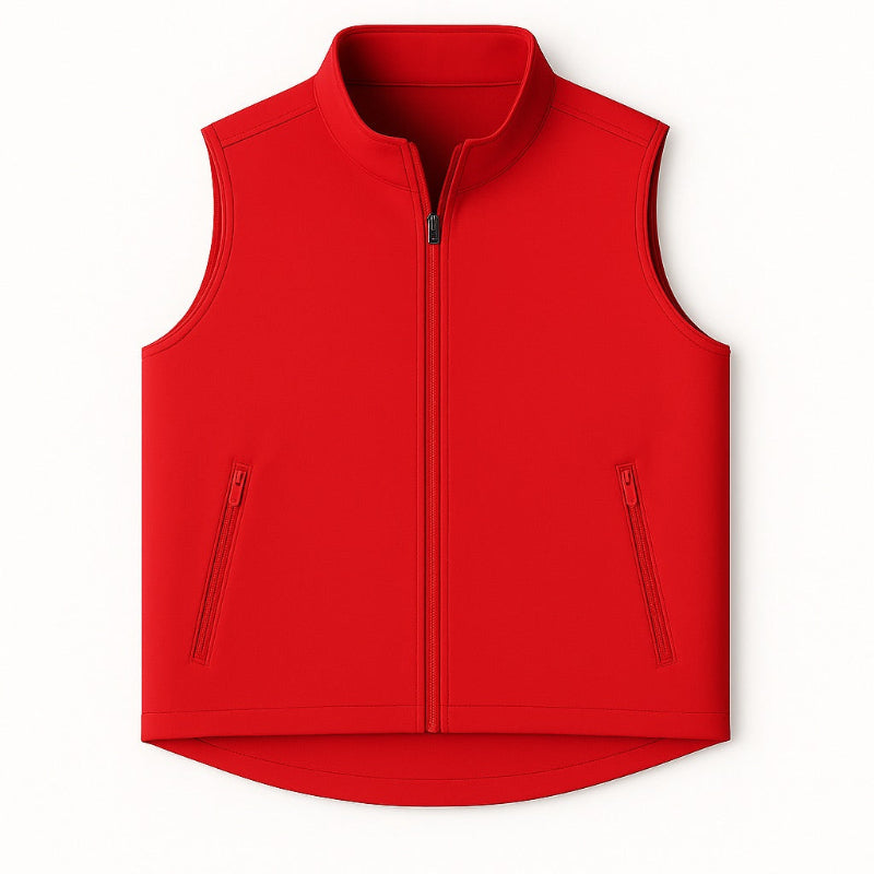 Red vest with zippers on a white background