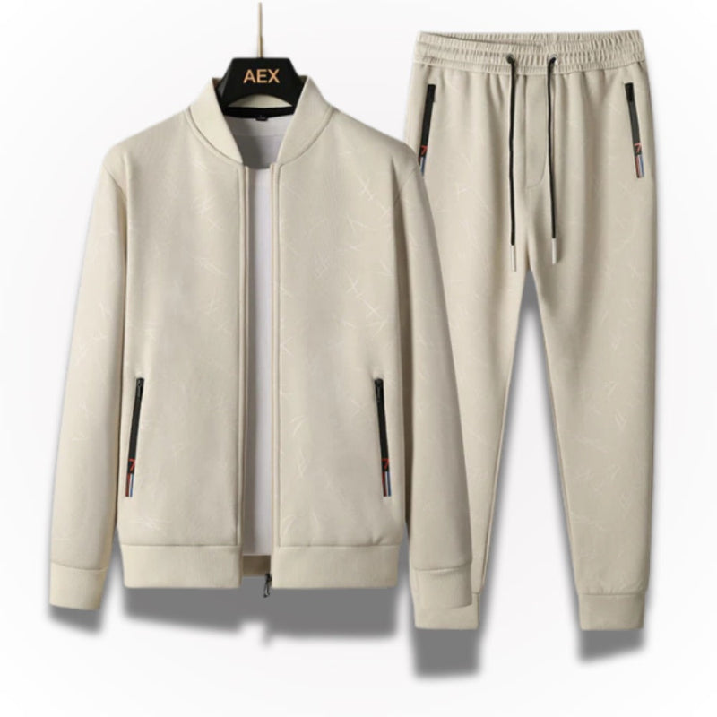 Sandro Scratches beige men’s tracksuit set with soft technical fabric and modern minimalist design