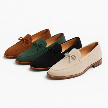 Alberto Aristocrat Suede Loafers in all colors – beige, black, green, and orange suede shoes by Polumi.