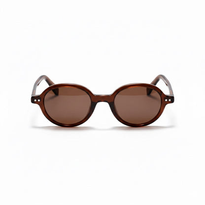 Torino Italian sunglasses in brown tortoise frame, classic round retro style
