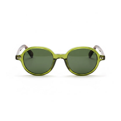 Torino Italian sunglasses green acetate frame, round vintage design, stylish unisex eyewear
