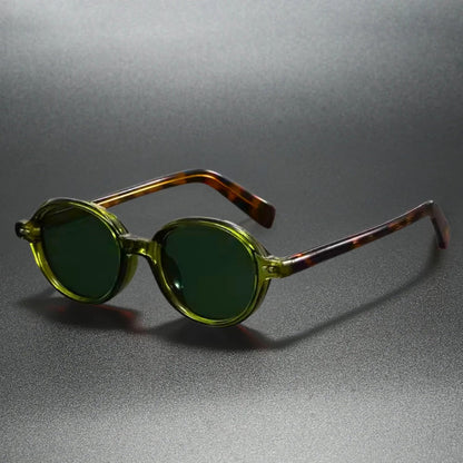 Green Torino Italian Sunglasses with retro round acetate frame, unisex luxury eyewear inspired by Italian design
