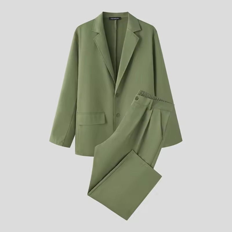Torino Men’s Soft Suit in army green laid flat, premium material and minimalist silhouette.
