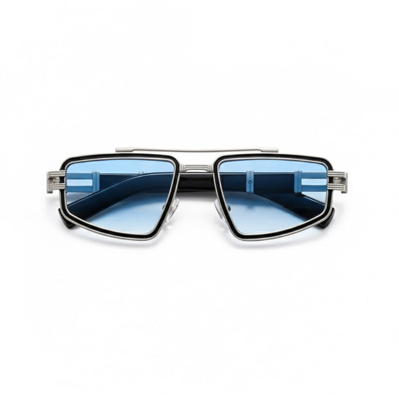 Torino Timeless Sunglasses with blue lenses and geometric metal frame – luxury men's eyewear
