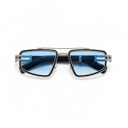 Torino Timeless Sunglasses with blue lenses and geometric metal frame – luxury men's eyewear
