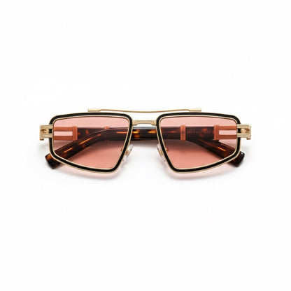 Torino Timeless Sunglasses with salmon lenses and gold frame – modern retro men's sunglasses