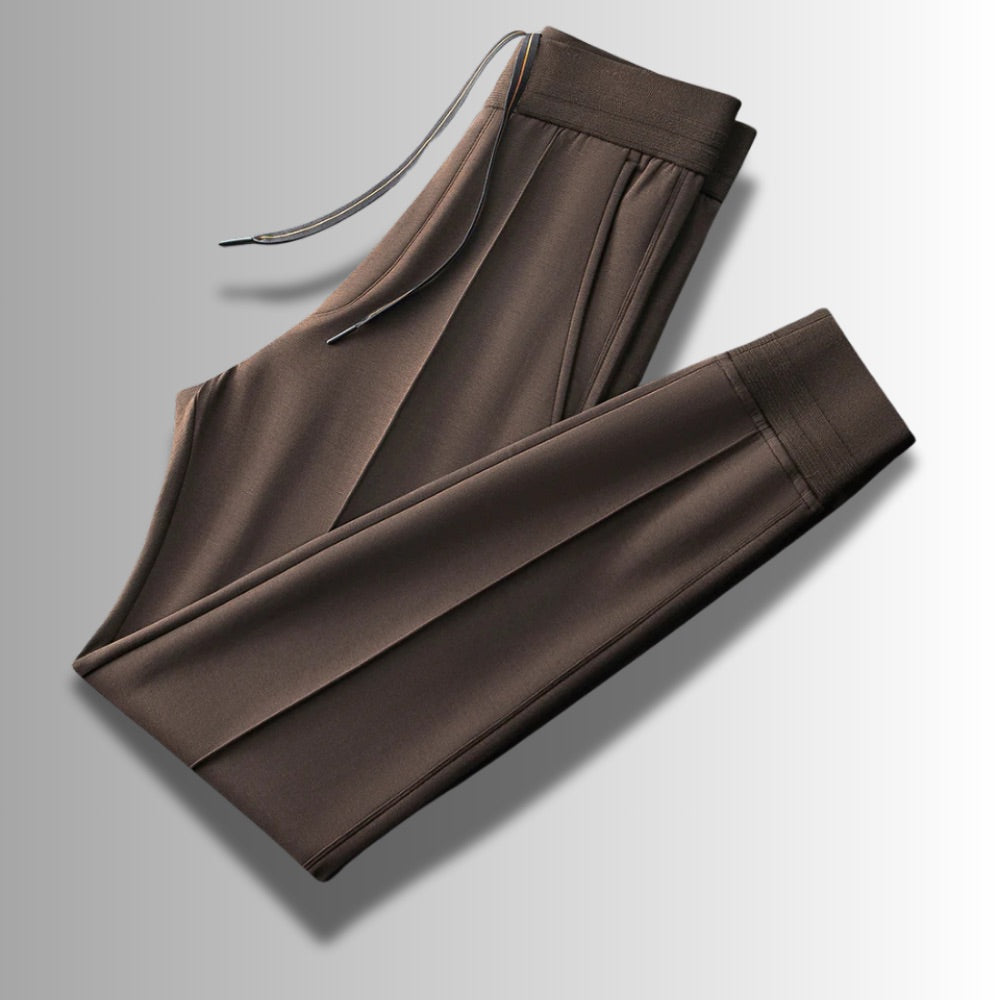 Tullio Premium Casual Tracksuit Set brown pants – stylish brown jogger pants with elastic waist and clean cut by Polumi.