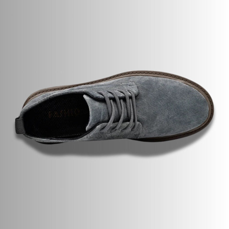 Mario Genuine Suede Shoes in avio gray – elegant men's suede lace-up shoes with modern matte finish and durable sole by Polumi.
