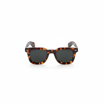 Leopard black Venezia Italian Featuring Sunglasses by Polumi – classic tortoiseshell pattern with dark lenses, modern Italian retro style.