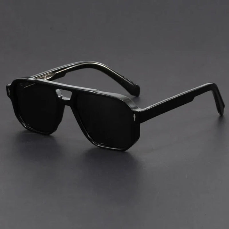 Vito Vintage Shades Black Panther, matte black men’s sunglasses with bold square frame and classic dark lenses