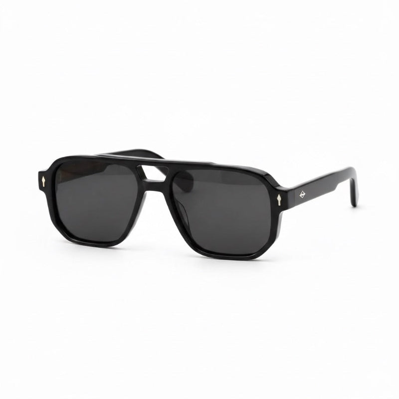 Polumi Vito Vintage black sunglasses with full black frame and dark lenses, retro bold design for men
