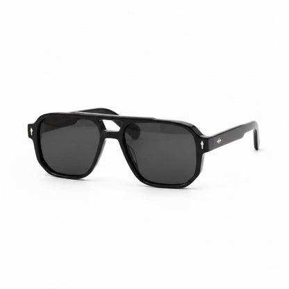 Polumi Vito Vintage black sunglasses with full black frame and dark lenses, retro bold design for men
