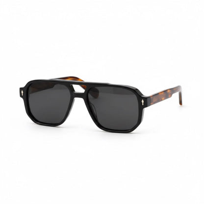 Polumi Vito Vintage sunglasses in blackened maple with black frame and tortoise temples, retro square aviator style