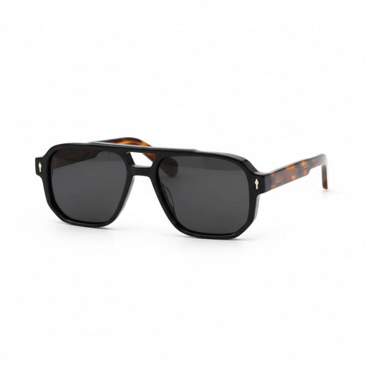 Polumi Vito Vintage sunglasses in blackened maple with black frame and tortoise temples, retro square aviator style